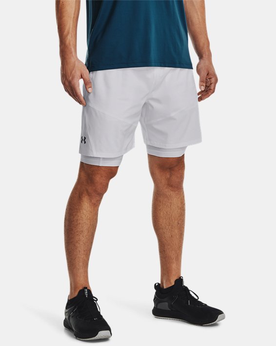 Men's UA Woven 2-in-1 Shorts, White, pdpMainDesktop image number 0